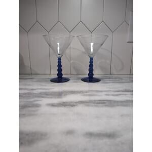 Libbey Metropolis Cobalt Blue Margarita Glasses, Set Of 2, Ball Stem Glassware‎
